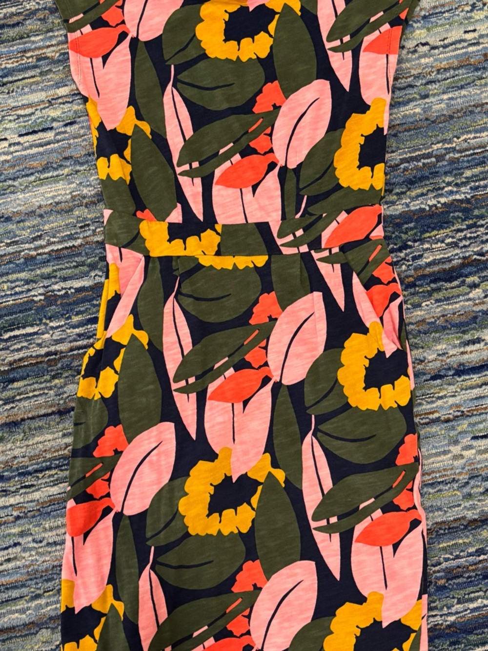 Boden Floral Print Cap Sleeve Cotton Dress Navy, Pink, Olive & Mustard (EUC)